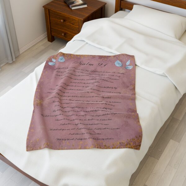 Psalm 91 Prayer Blanket - Beautiful Script Christian Prayer Blanket - Image 2