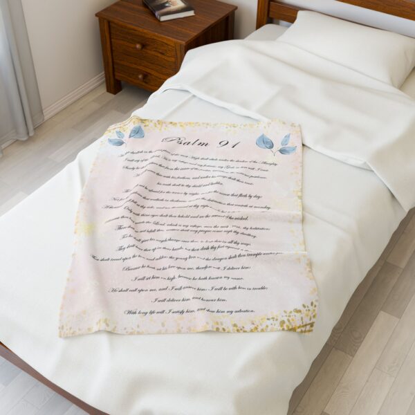 Psalm 91 Prayer Blanket - Beautiful Script Christian Prayer Blanket - Image 5