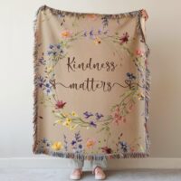Floral Woven Blanket - Kindness Matters Floral Picnic Blanket for Women