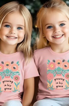 Growing in His Grace Floral Christian Tee, Christian Kids Tee, Kids Gift, Baby Shower, Summer Outfit, Children's Apparel